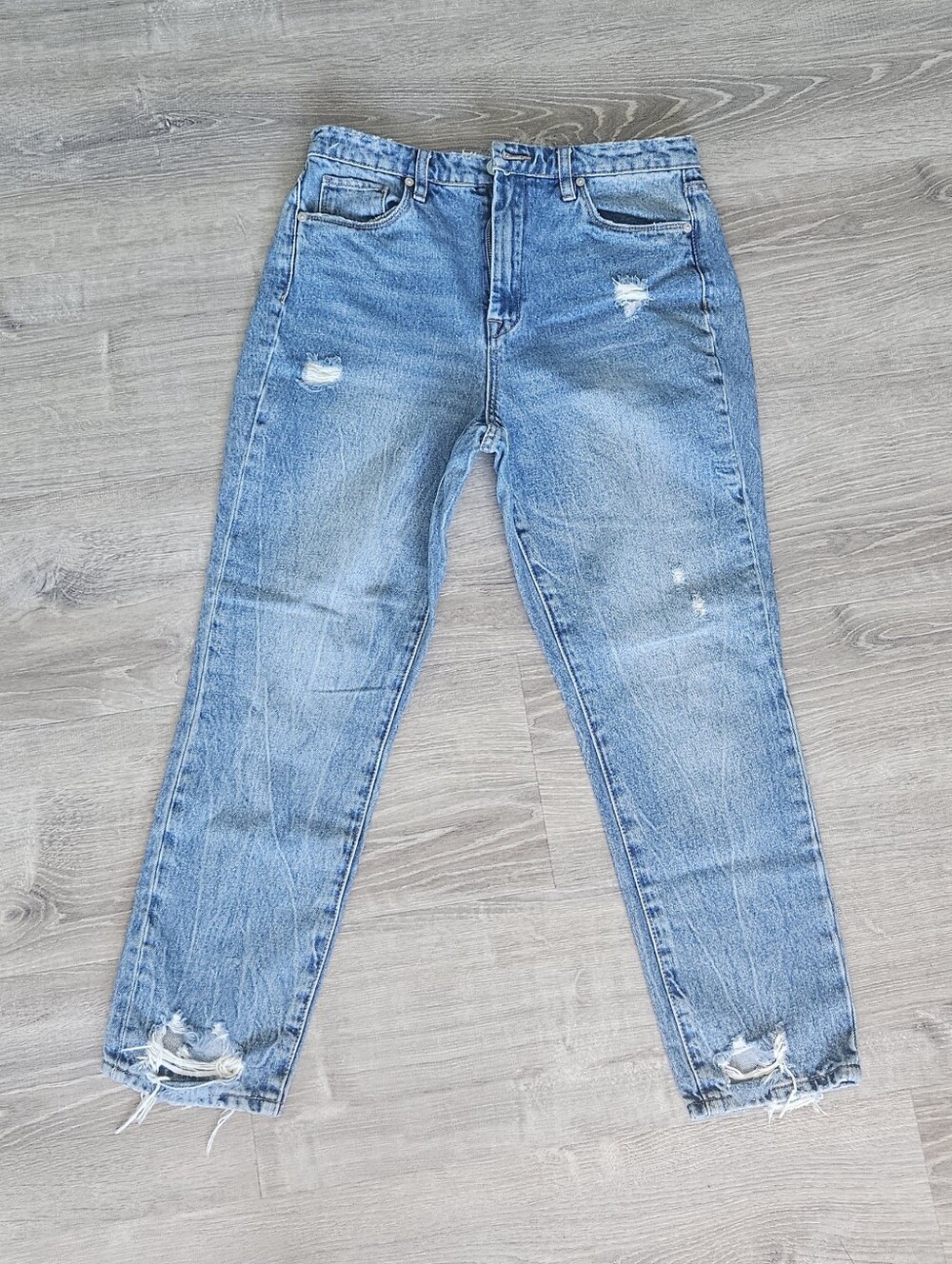 Blank NYC Jeans Women Sz 29 Madison Crop High-Rise Distressed Fray Hem Edgy Chic